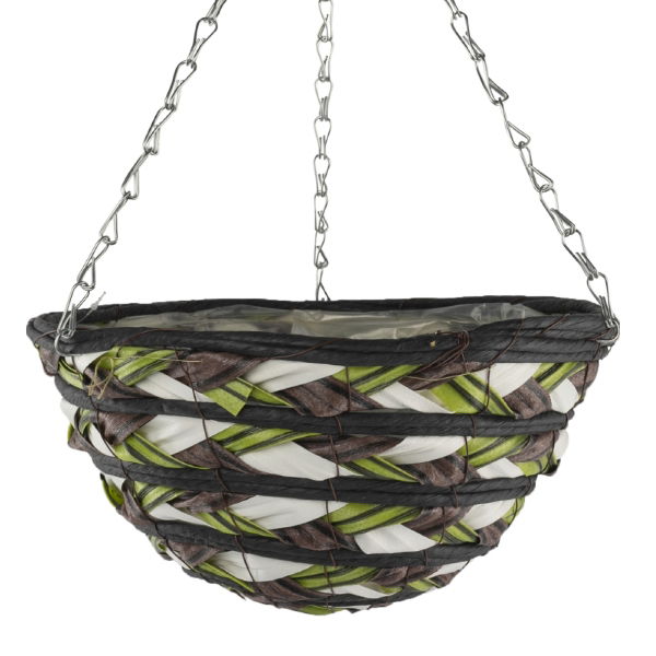 12" Round Hanging Basket - Black 3 Tone Pattern