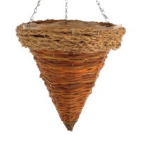 12" Cone Hanging Basket | Rope Top Rattan (20)