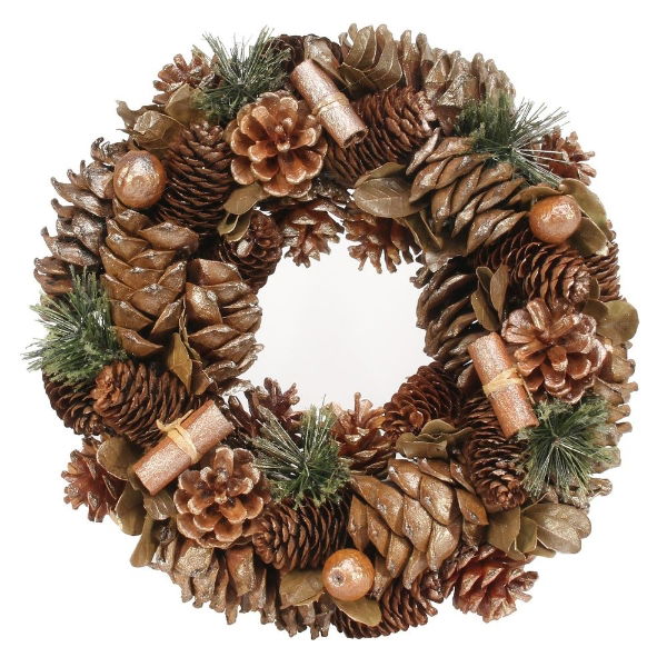 30cm Russet Sparkle Cone Wreath