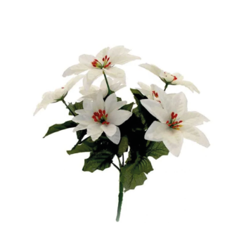 Silk Christmas Flowers Poinsettia White Bush of 7 (24)